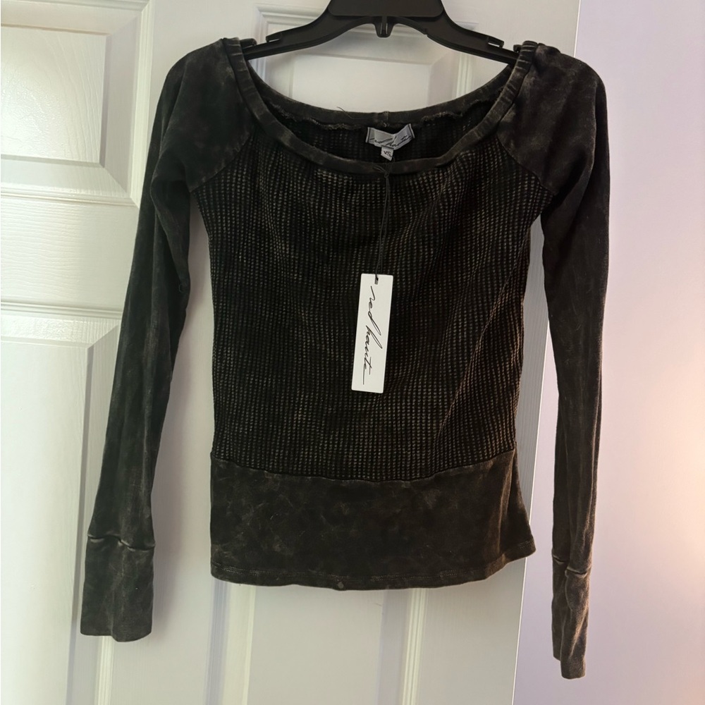Red Haute Charcoal Long Sleeve Top